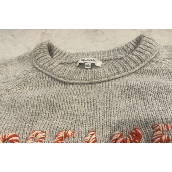Madewell Women's Size L Alpaca Blend Keaton Dreamer Embroidered Sweater Pullover - Picture 6 of 12